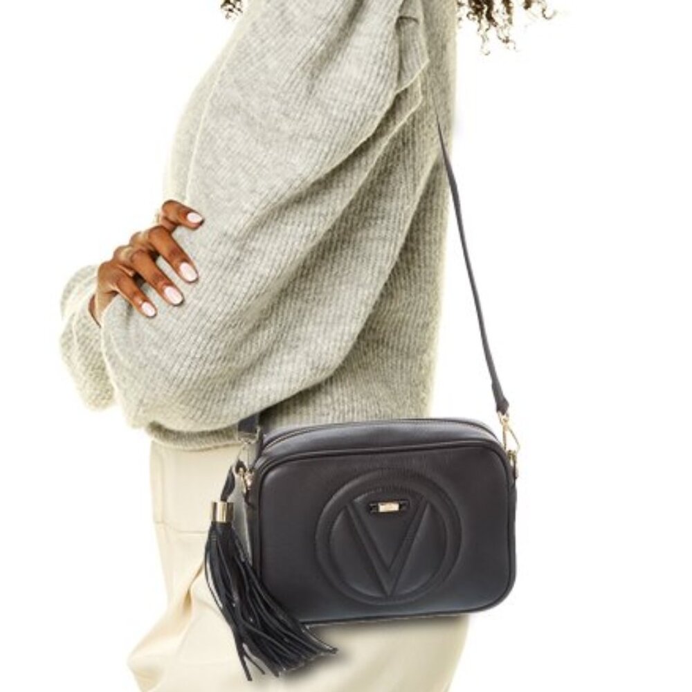 Valentino by Mario Valentino Black Mia Signature Leather Crossbody